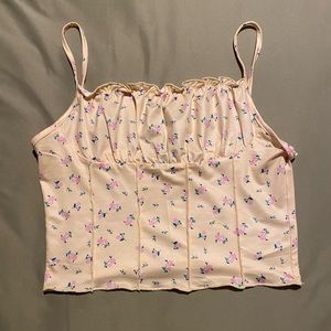 Yellow floral crop top. Size Large.